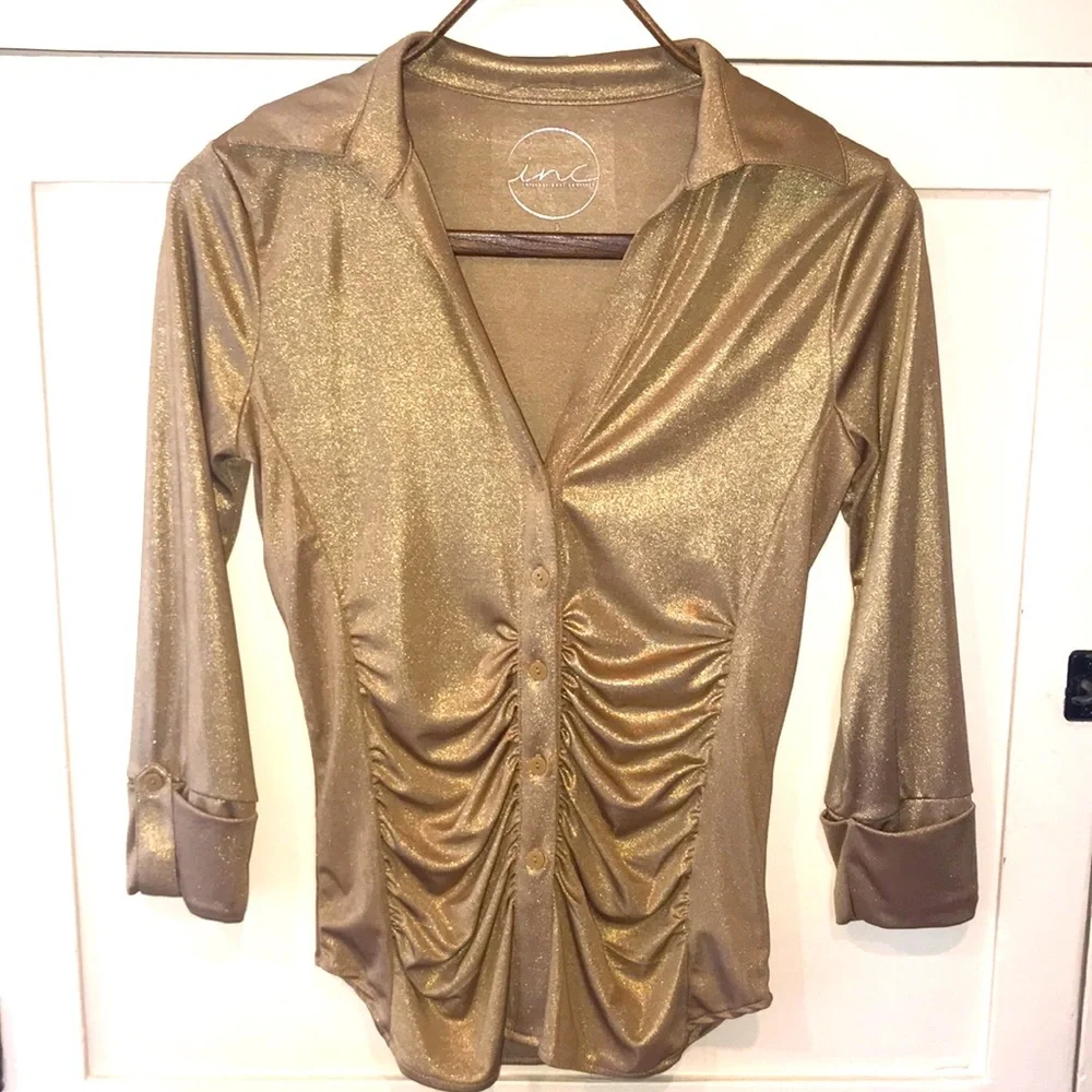 ⚱️INC GOLD SHIMMER BLOUSE⚱️ - Picture 1 of 7